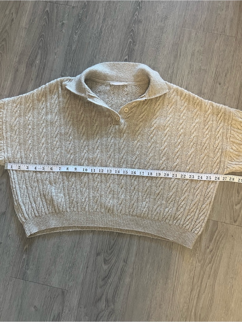 Cable Knit Collared Sweater - Beige - Picture 4 of 6